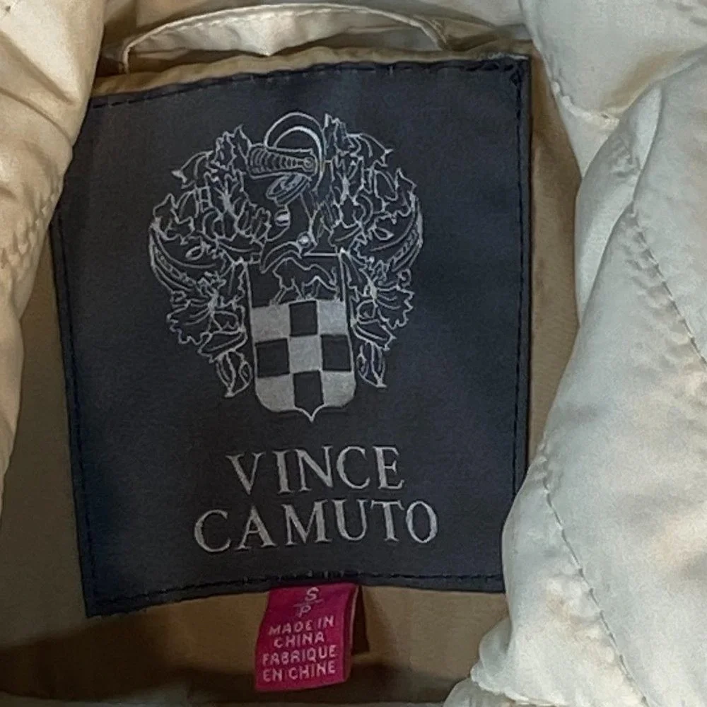 Vince Camuto Womens Quilted Belted‎ Jacket Cream Style V12707-MA New Small